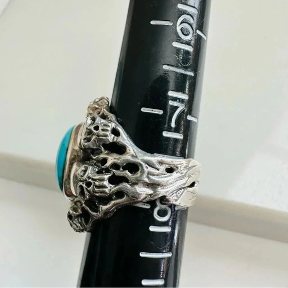 Handmade Sterling Silver Turquoise Skull - Picture 9 of 9